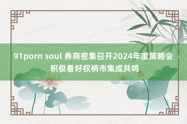 91porn soul 券商密集召开2024年度策略会 积极看好权柄市集成共鸣