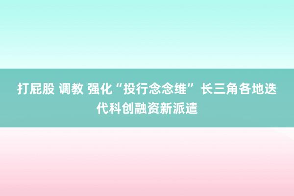 打屁股 调教 强化“投行念念维” 长三角各地迭代科创融资新派遣