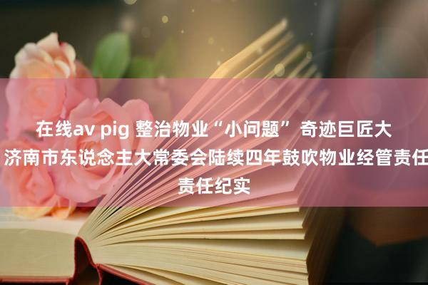 在线av pig 整治物业“小问题” 奇迹巨匠大民生 济南市东说念主大常委会陆续四年鼓吹物业经管责任纪实