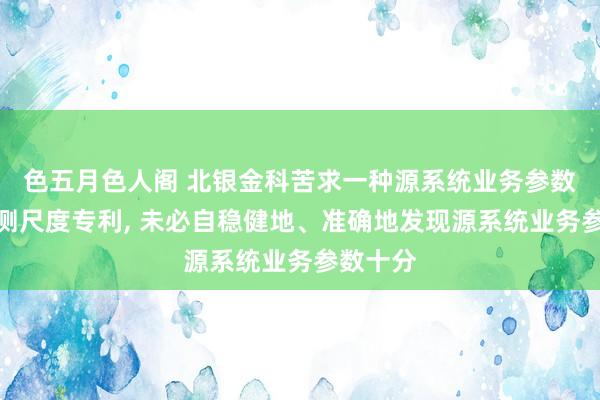 色五月色人阁 北银金科苦求一种源系统业务参数十分监测尺度专利， 未必自稳健地、准确地发现源系统业务参数十分