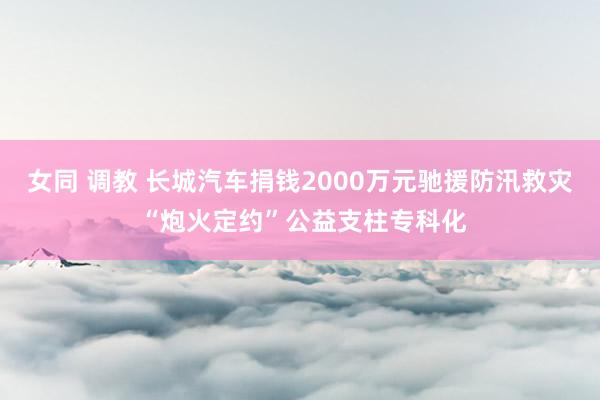 女同 调教 长城汽车捐钱2000万元驰援防汛救灾 “炮火定约”公益支柱专科化