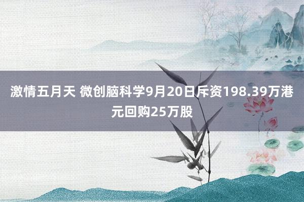 激情五月天 微创脑科学9月20日斥资198.39万港元回购25万股