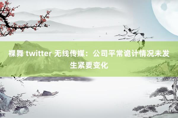 裸舞 twitter 无线传媒：公司平常诡计情况未发生紧要变化