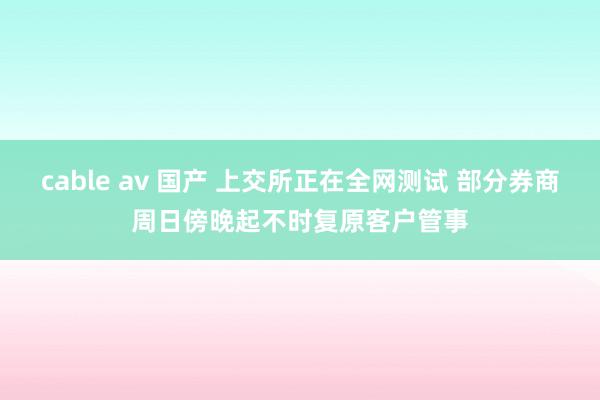 cable av 国产 上交所正在全网测试 部分券商周日傍晚起不时复原客户管事