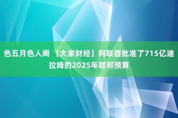 色五月色人阁 【大家财经】阿联酋批准了715亿迪拉姆的2025年联邦预算