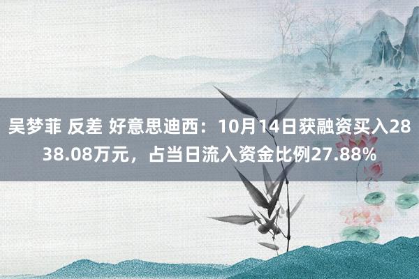 吴梦菲 反差 好意思迪西：10月14日获融资买入2838.08万元，占当日流入资金比例27.88%