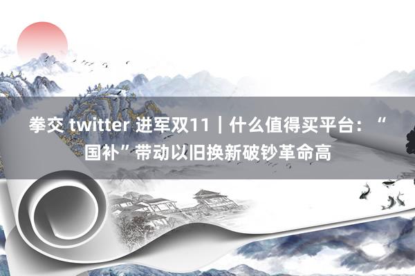 拳交 twitter 进军双11｜什么值得买平台：“国补”带动以旧换新破钞革命高