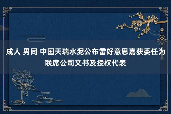 成人 男同 中国天瑞水泥公布雷好意思嘉获委任为联席公司文书及授权代表