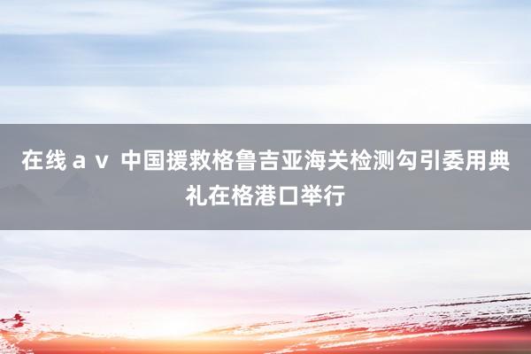 在线ａｖ 中国援救格鲁吉亚海关检测勾引委用典礼在格港口举行