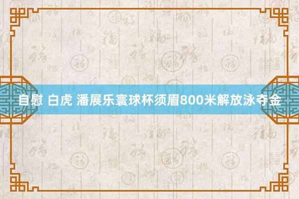 自慰 白虎 潘展乐寰球杯须眉800米解放泳夺金