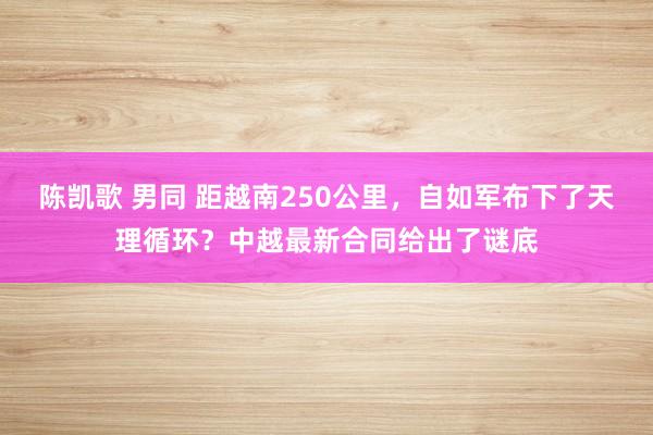 陈凯歌 男同 距越南250公里，自如军布下了天理循环？中越最新合同给出了谜底