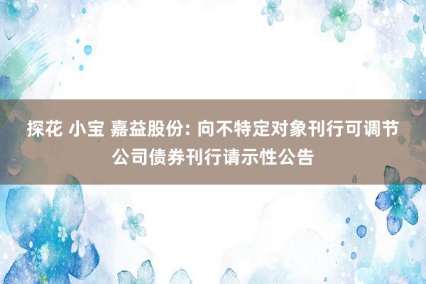 探花 小宝 嘉益股份: 向不特定对象刊行可调节公司债券刊行请示性公告