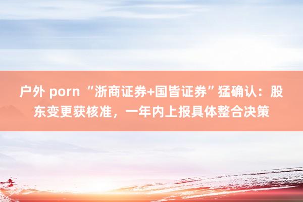 户外 porn “浙商证券+国皆证券”猛确认：股东变更获核准，一年内上报具体整合决策