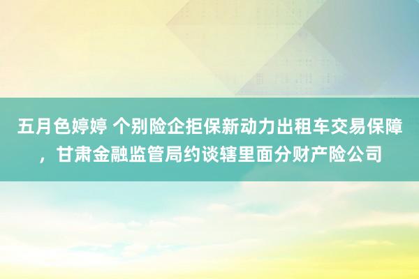 五月色婷婷 个别险企拒保新动力出租车交易保障，甘肃金融监管局约谈辖里面分财产险公司