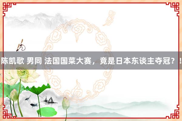 陈凯歌 男同 法国国菜大赛，竟是日本东谈主夺冠？！