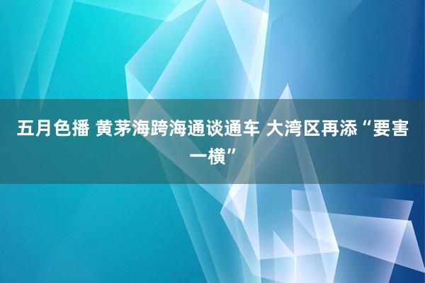 五月色播 黄茅海跨海通谈通车 大湾区再添“要害一横”