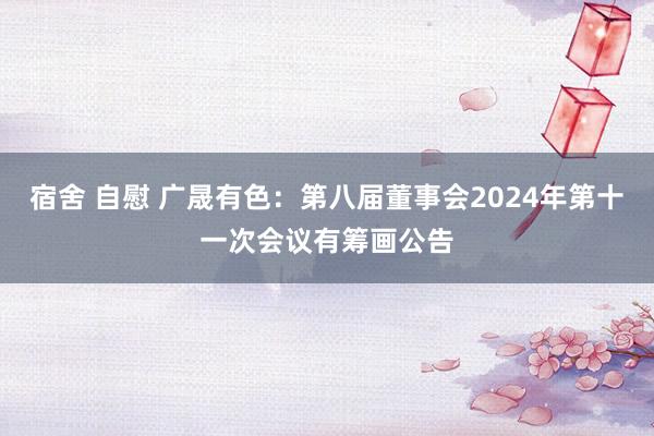 宿舍 自慰 广晟有色：第八届董事会2024年第十一次会议有筹画公告