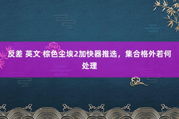 反差 英文 棕色尘埃2加快器推选，集合格外若何处理