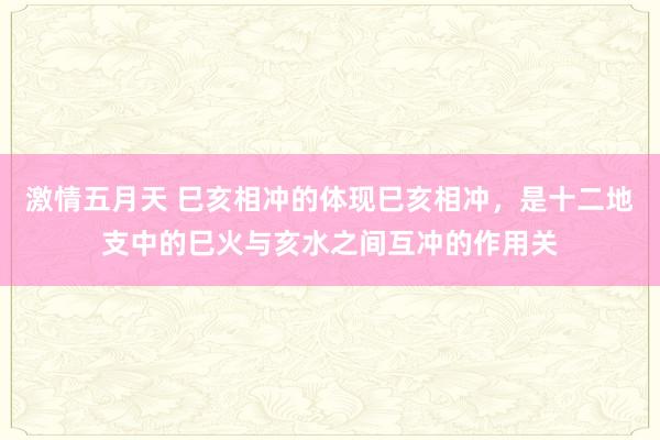 激情五月天 巳亥相冲的体现巳亥相冲，是十二地支中的巳火与亥水之间互冲的作用关