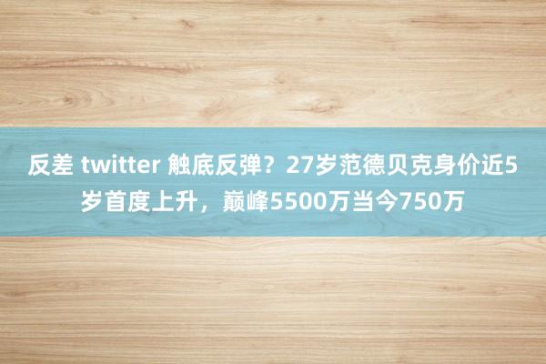 反差 twitter 触底反弹？27岁范德贝克身价近5岁首度上升，巅峰5500万当今750万