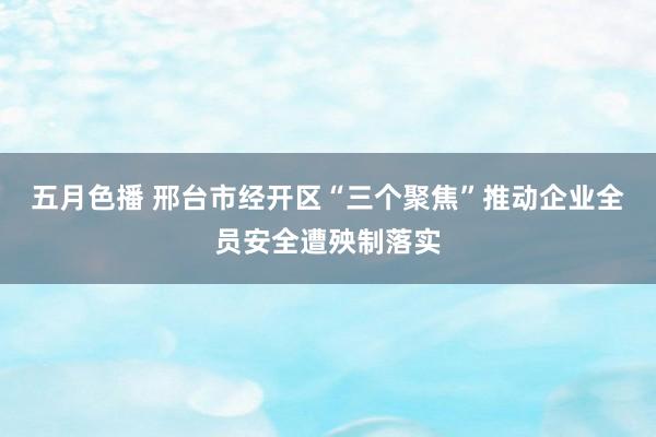 五月色播 邢台市经开区“三个聚焦”推动企业全员安全遭殃制落实