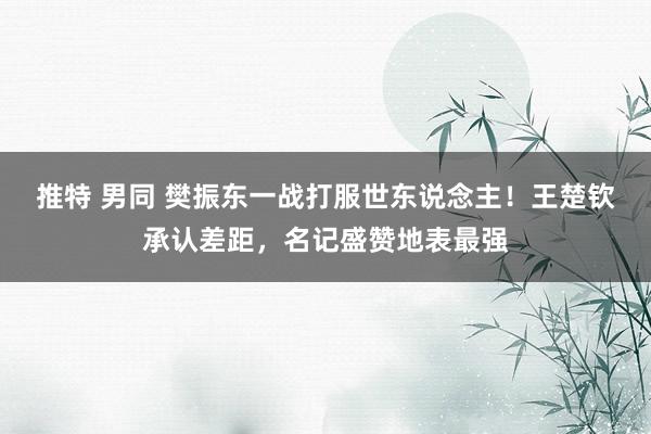 推特 男同 樊振东一战打服世东说念主！王楚钦承认差距，名记盛赞地表最强