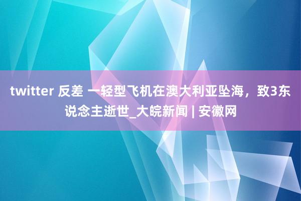 twitter 反差 一轻型飞机在澳大利亚坠海，致3东说念主逝世_大皖新闻 | 安徽网