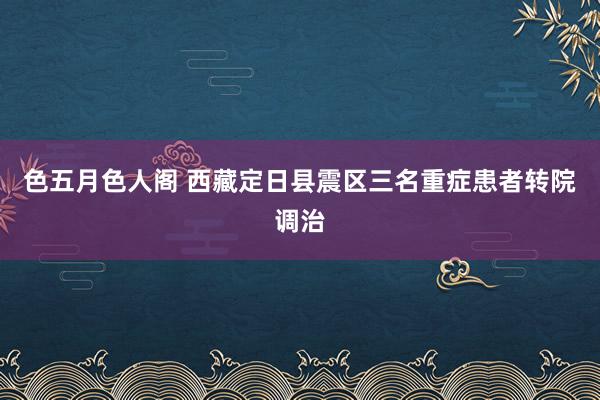 色五月色人阁 西藏定日县震区三名重症患者转院调治