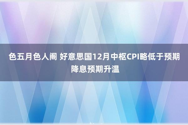 色五月色人阁 好意思国12月中枢CPI略低于预期 降息预期升温